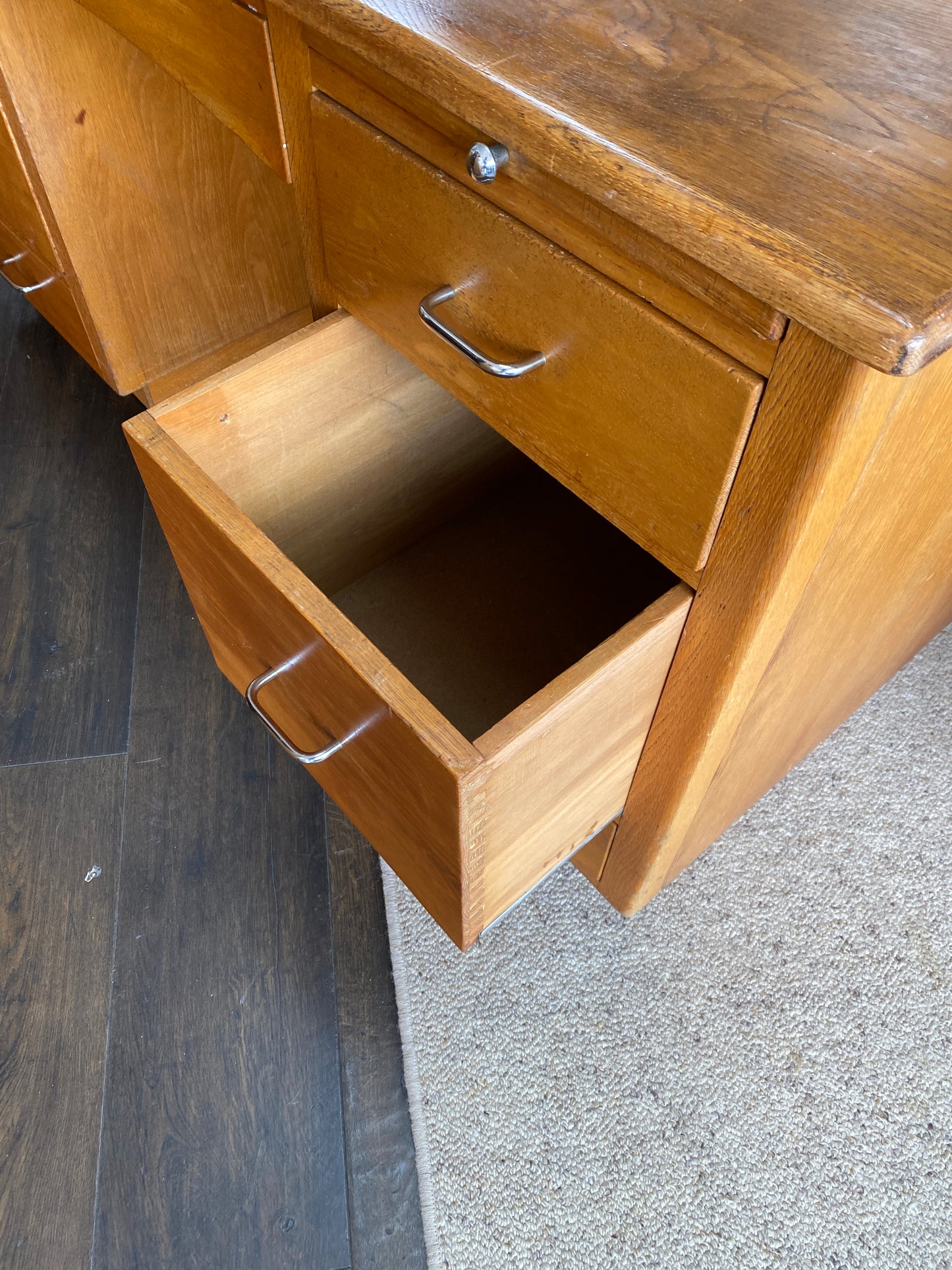 Vintage Oak Engineers Desk