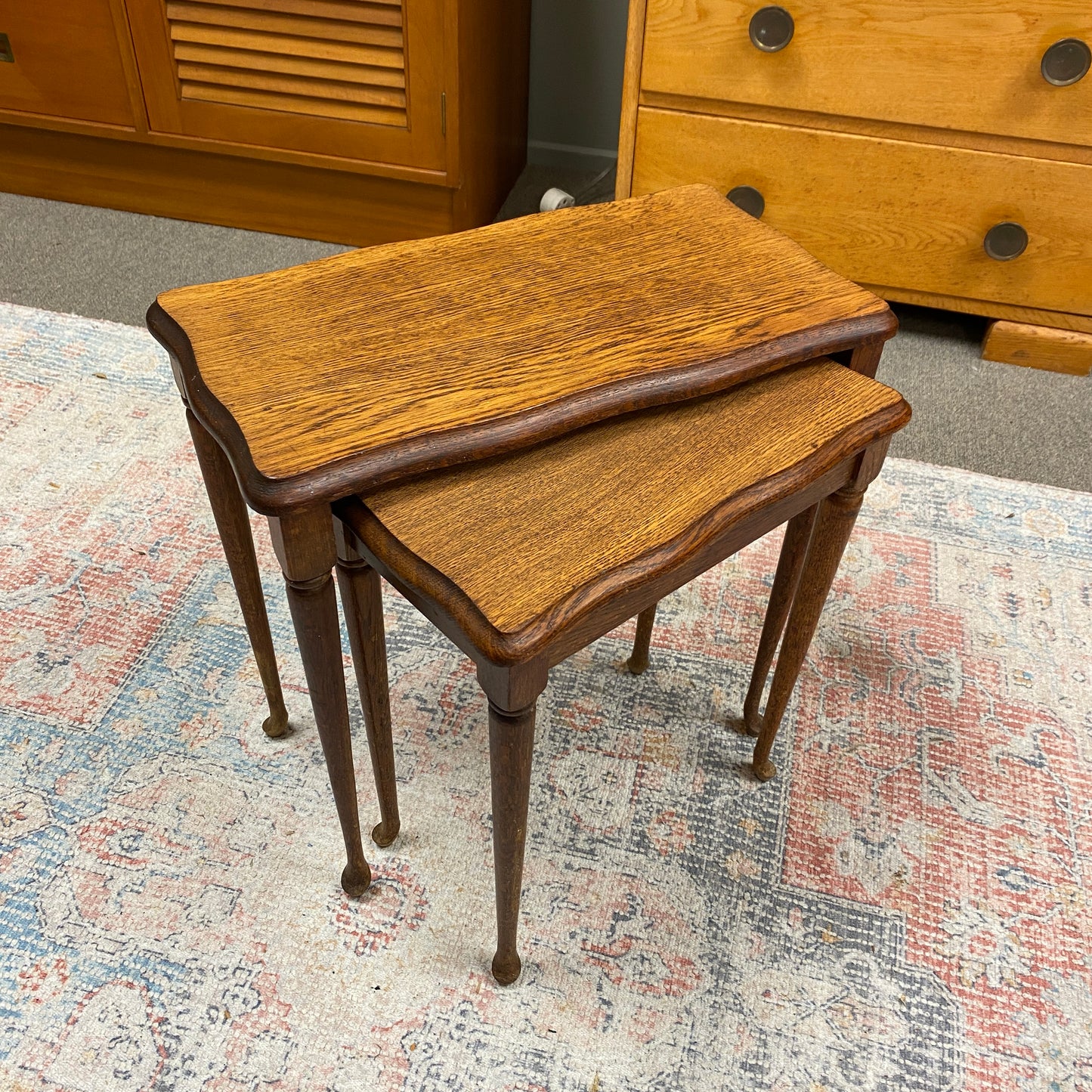 Vintage Oak Nesting Tables