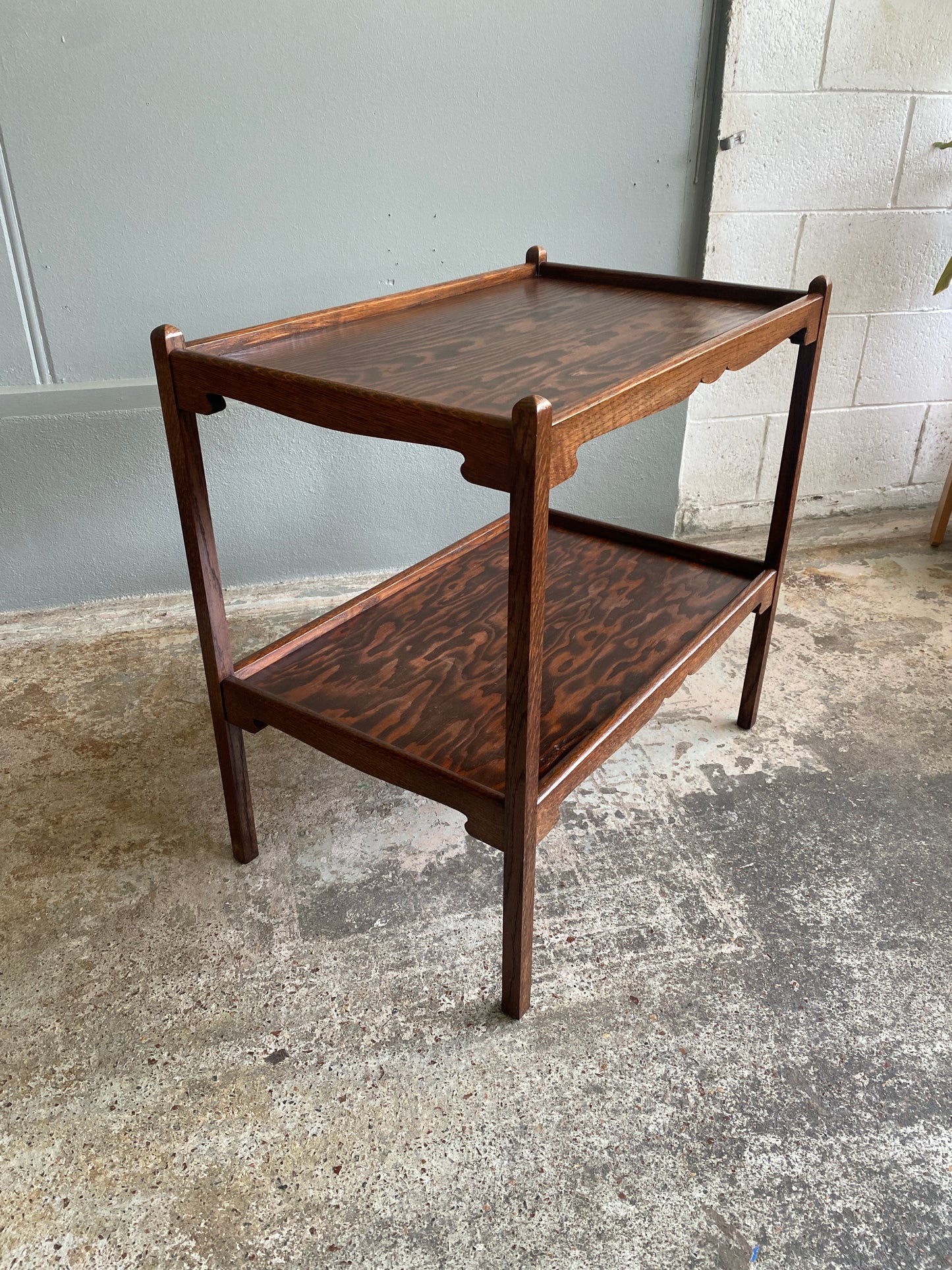 Vintage Oak & Oregon Two-tier Tea Cart