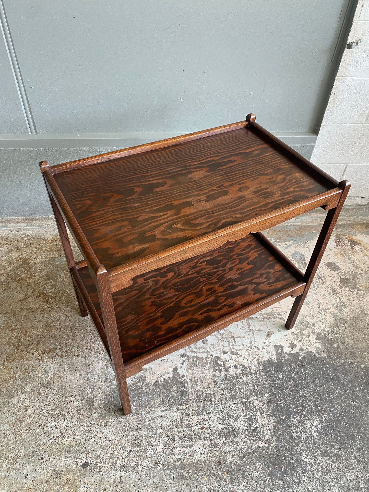 Vintage Oak & Oregon Two-tier Tea Cart