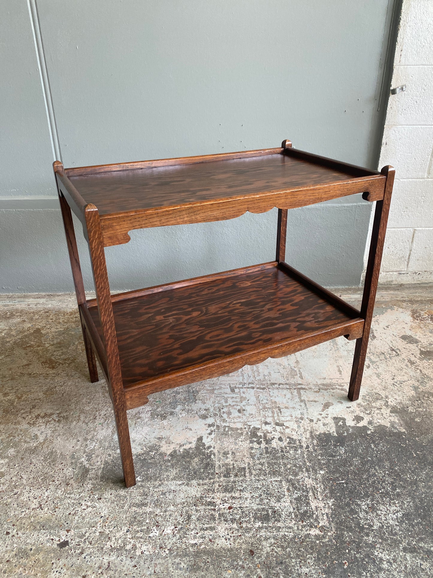 Vintage Oak & Oregon Two-tier Tea Cart