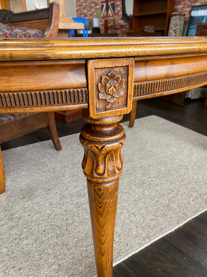Vintage Oval Walnut & Oak Dining Table