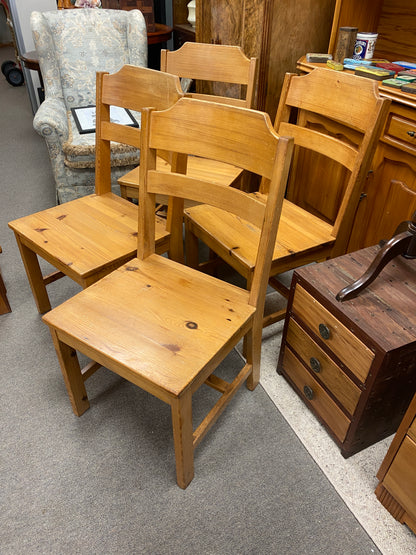 Vintage Pine Rustic Country Dining Chairs x 4