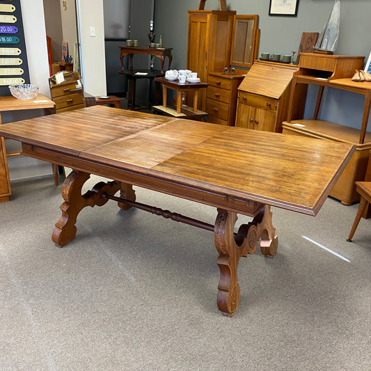Vintage Portuguese Light Mahogany Dining Table