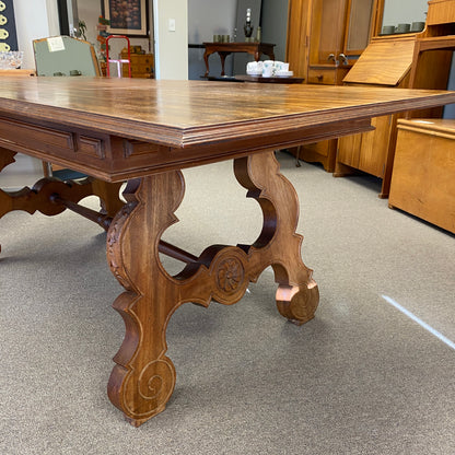 Vintage Portuguese Light Mahogany Dining Table