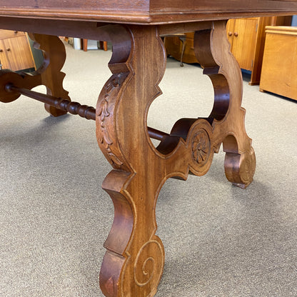 Vintage Portuguese Light Mahogany Dining Table