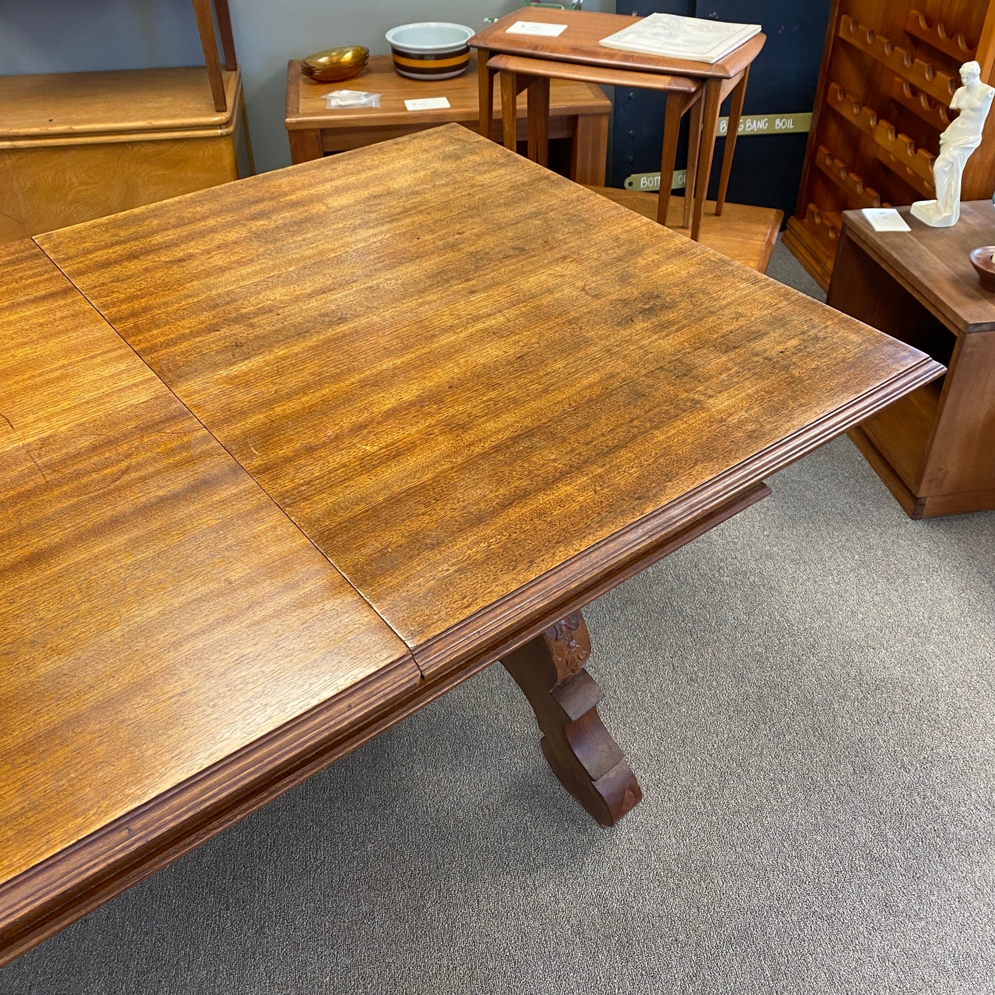Vintage Portuguese Light Mahogany Dining Table