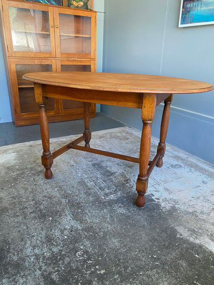 Vintage Quarter Sawn Light Oak Dining Table