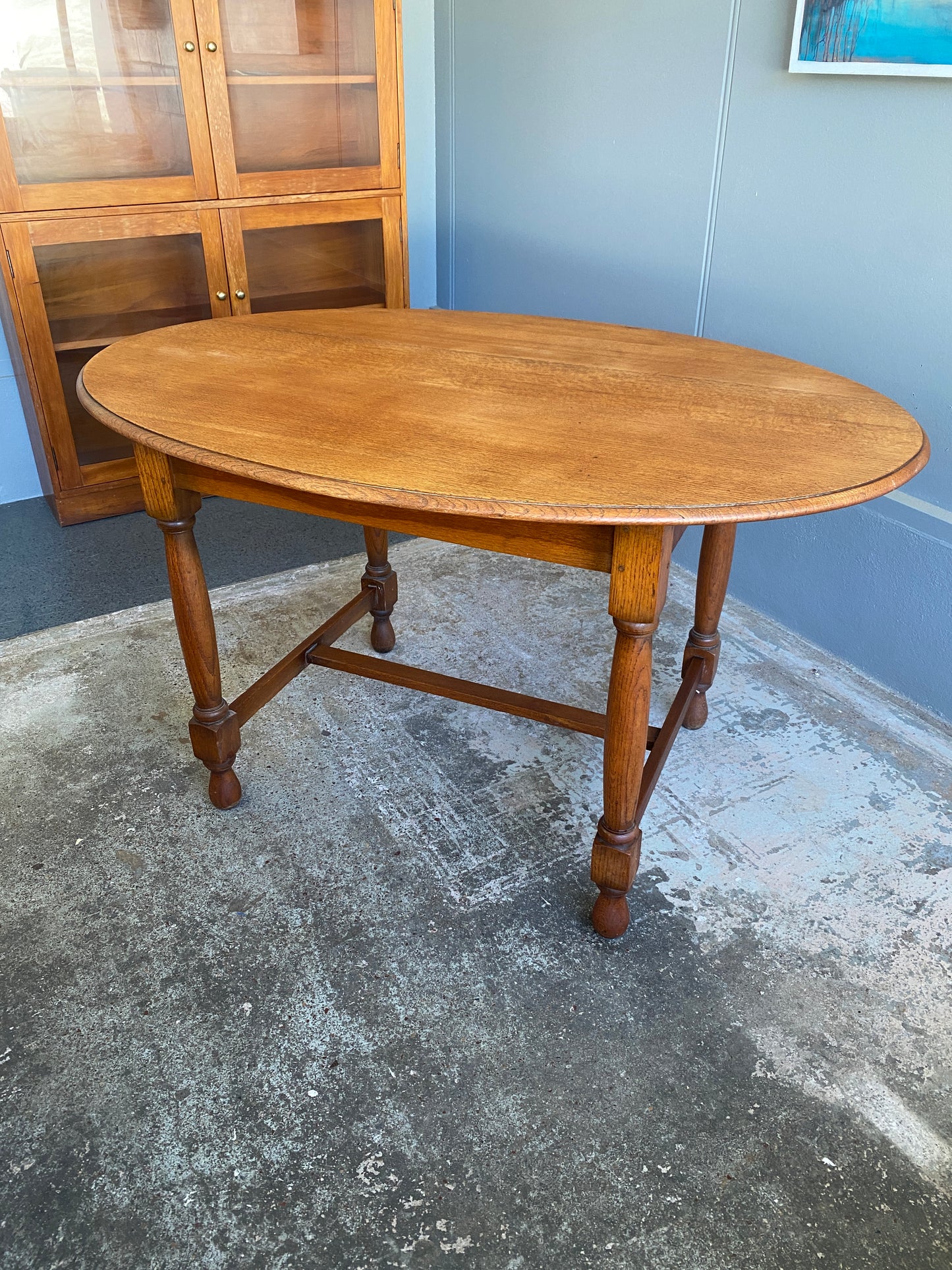 Vintage Quarter Sawn Light Oak Dining Table