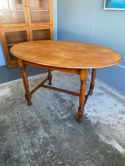 Vintage Quarter Sawn Light Oak Dining Table