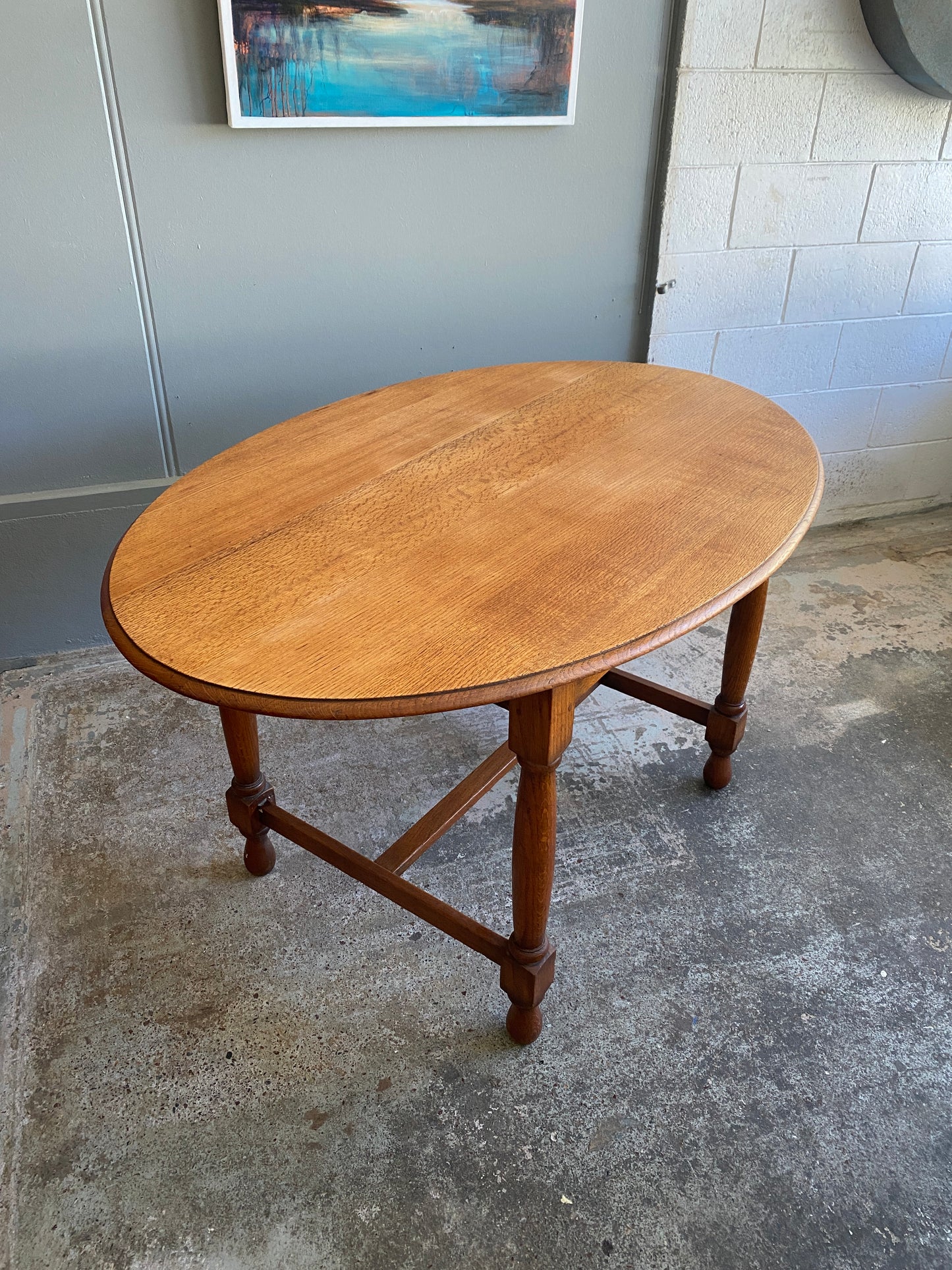 Vintage Quarter Sawn Light Oak Dining Table