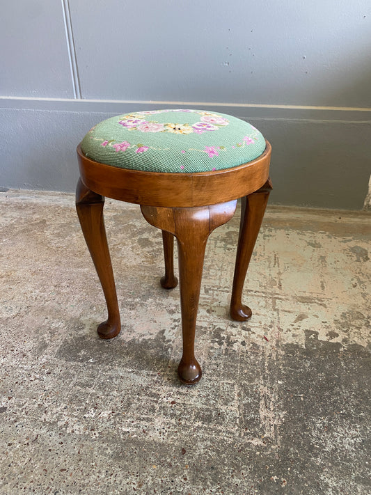Vintage Queen Anne Style Mahogany Stool