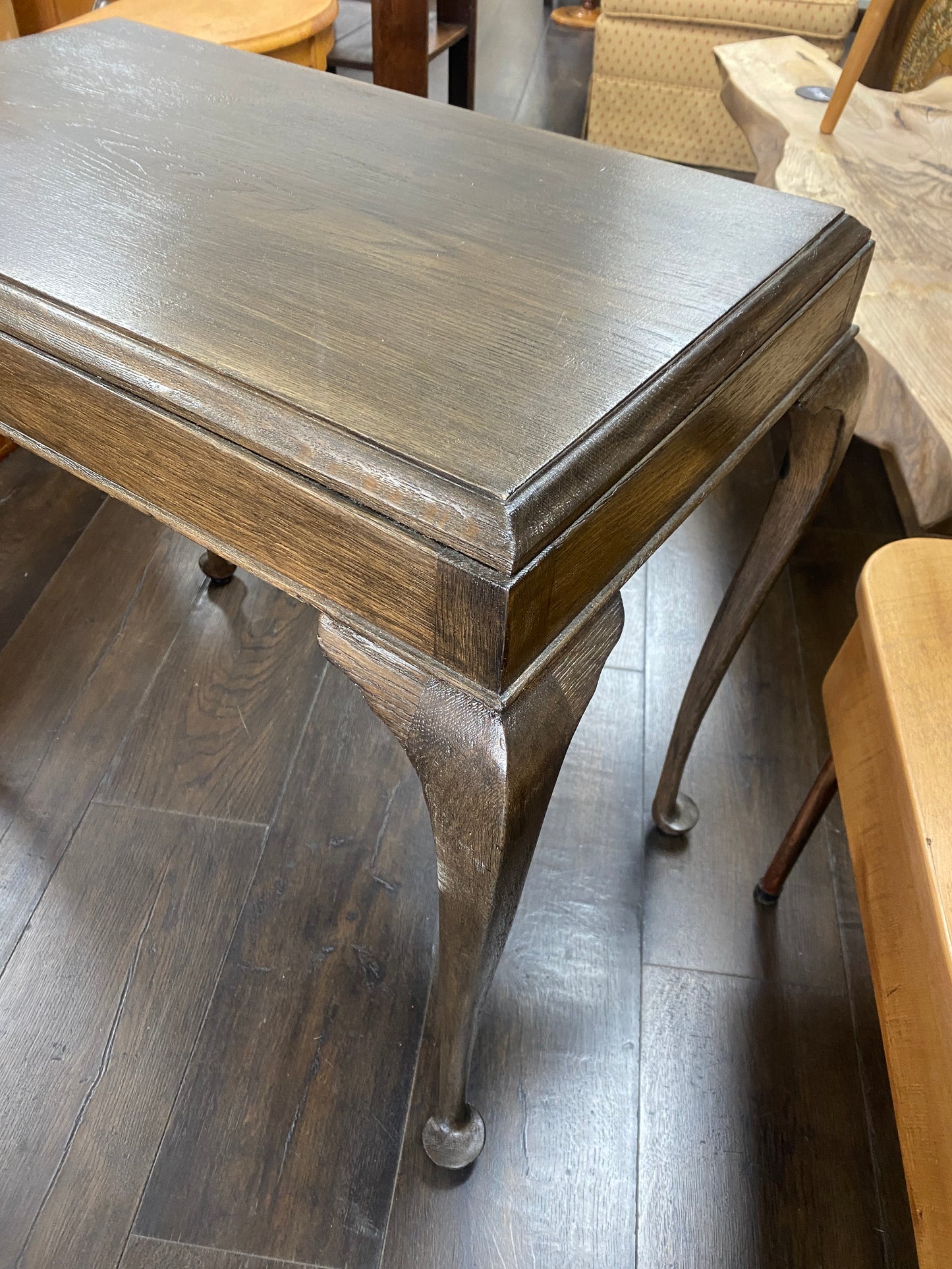 Vintage Queen Anne Style Oak Hall Table