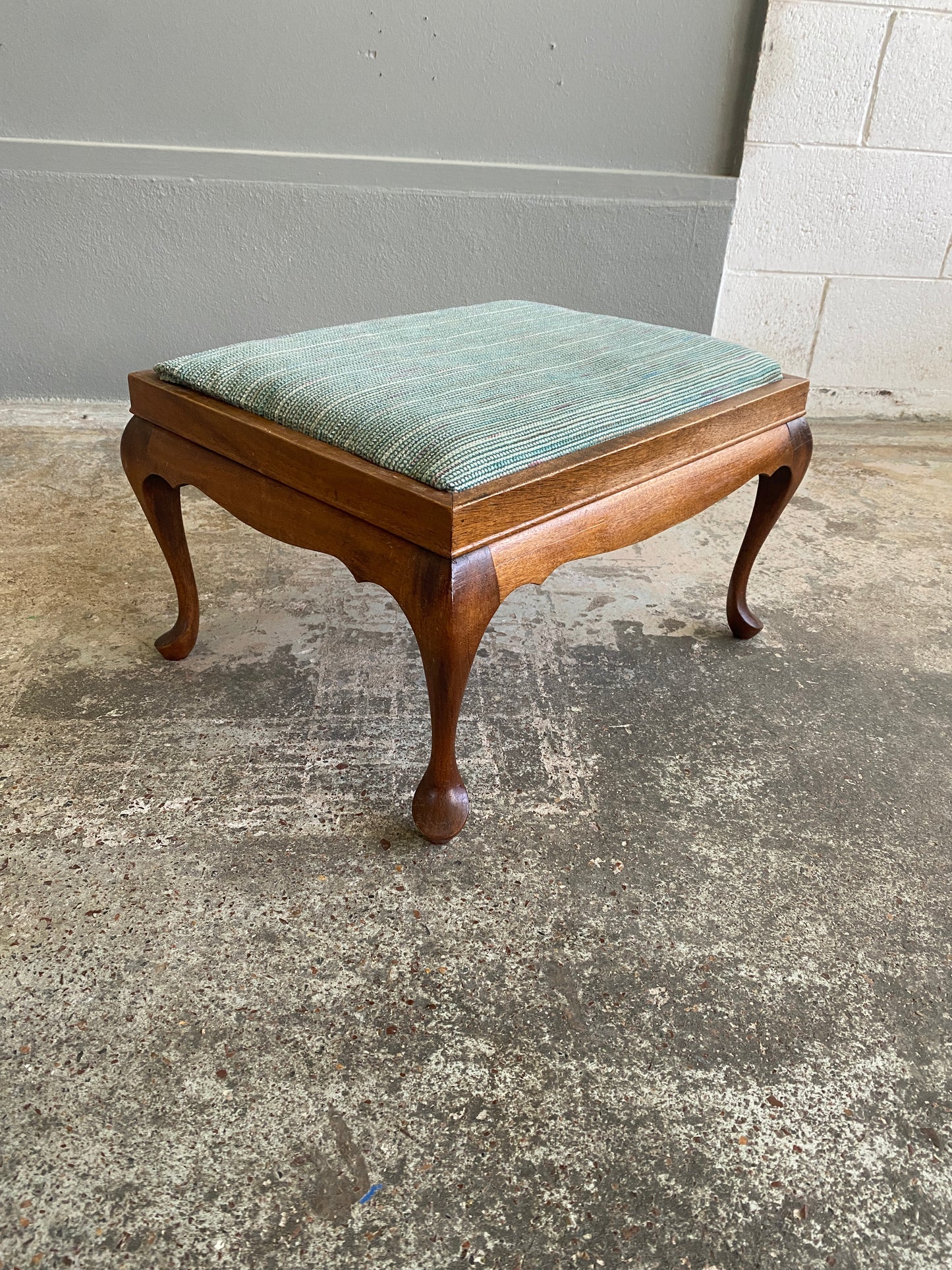 Vintage Queen Anne Style Teak Foot Stool