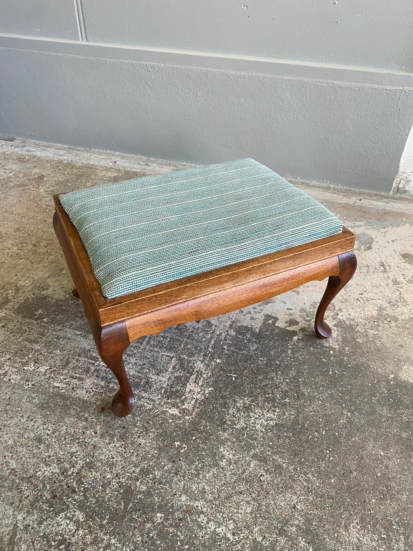 Vintage Queen Anne Style Teak Foot Stool