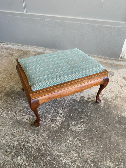 Vintage Queen Anne Style Teak Foot Stool