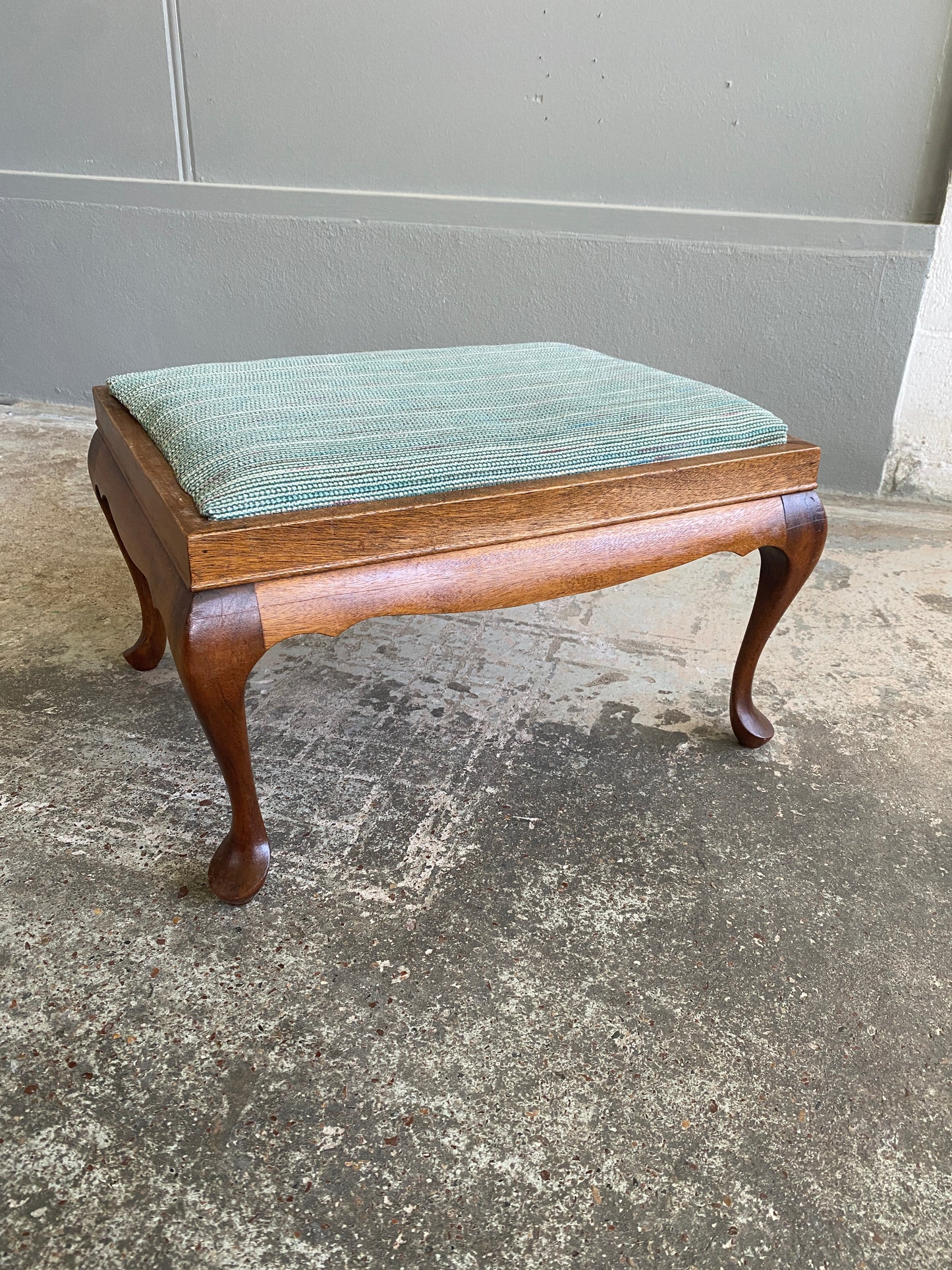Vintage Queen Anne Style Teak Foot Stool