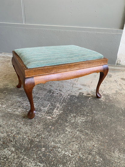 Vintage Queen Anne Style Teak Foot Stool
