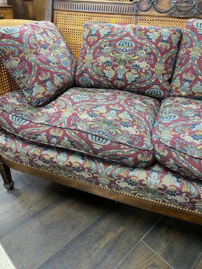 Vintage Rattan & Mahogany Couch