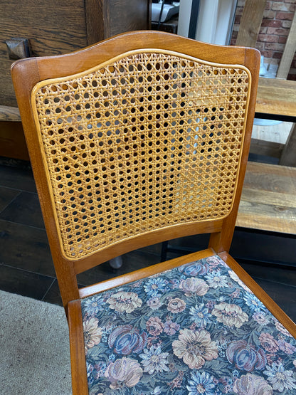 Vintage Rattan & Rimu Dining Chairs (Set of 4)