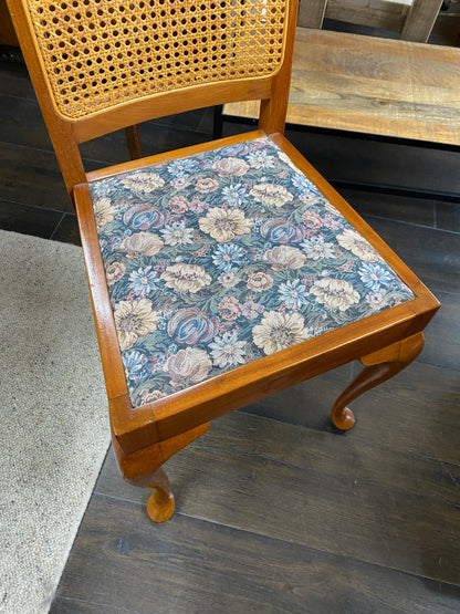 Vintage Rattan & Rimu Dining Chairs (Set of 4)