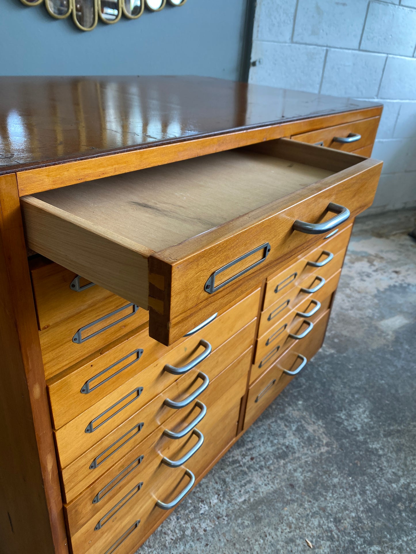 Vintage Rimu Mayline Flat File Cabinet