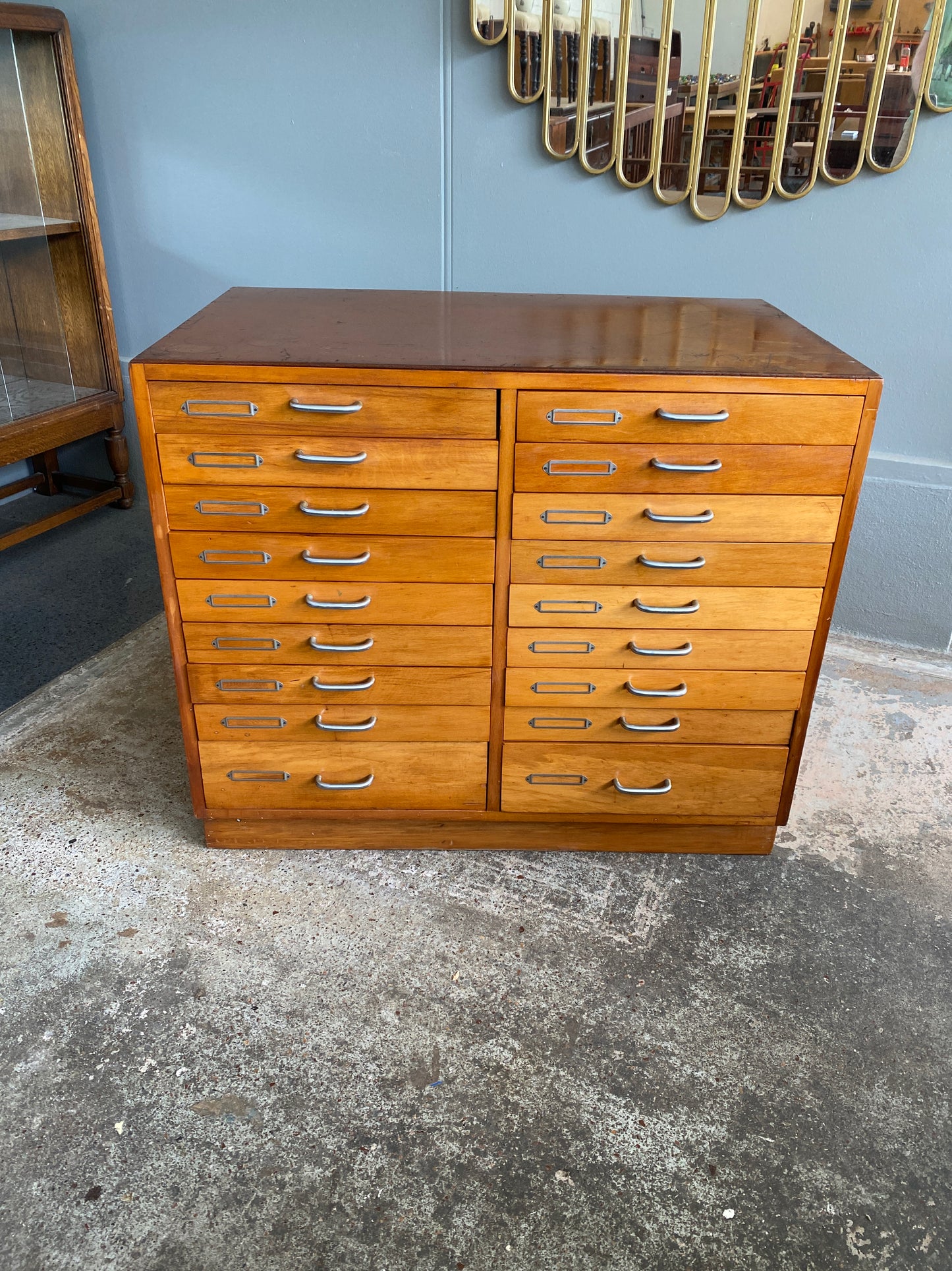 Vintage Rimu Mayline Flat File Cabinet