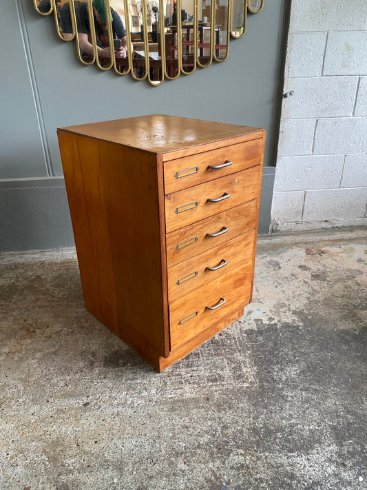 Vintage Rimu Mayline Small Flat File Cabinet