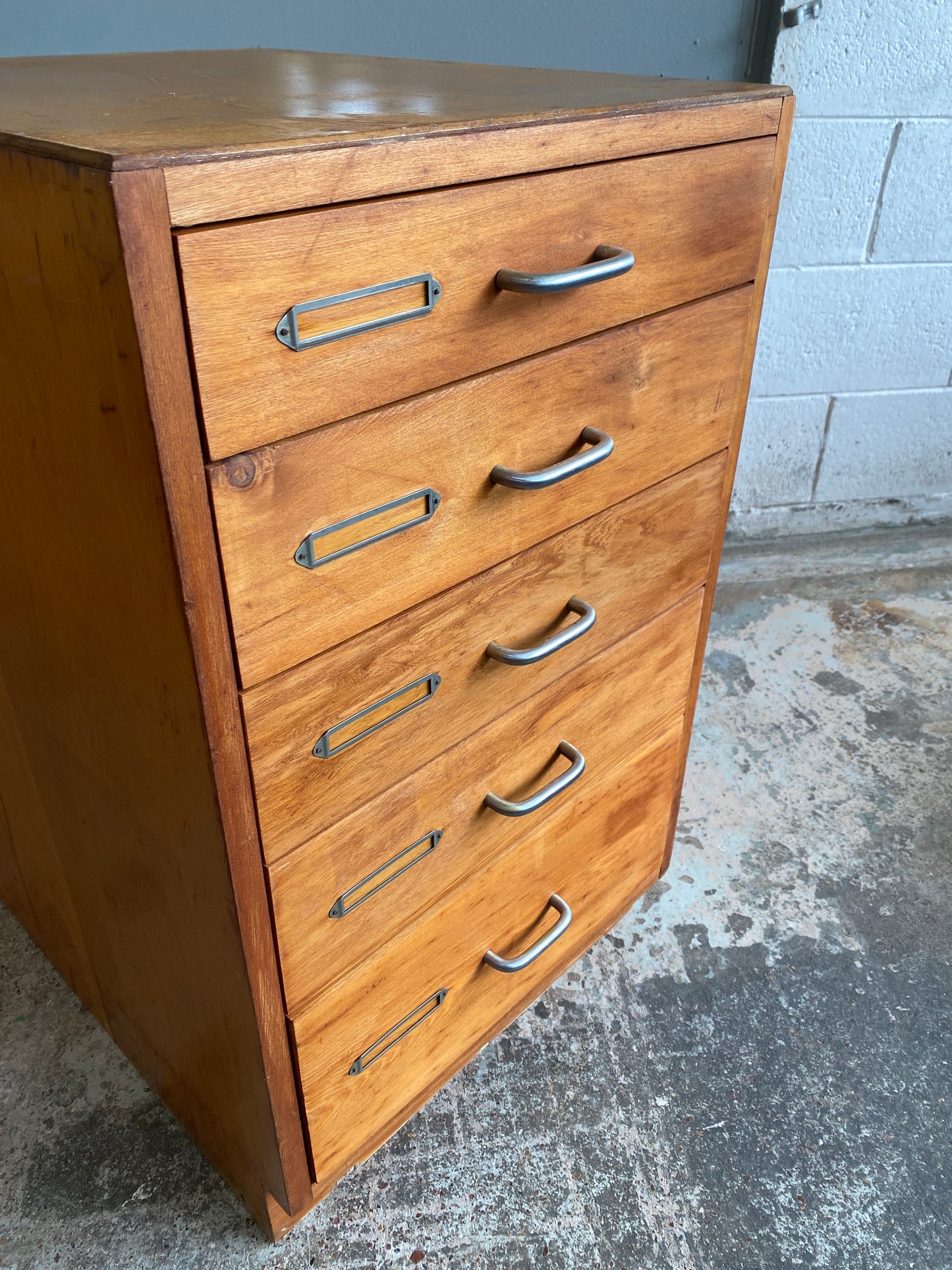 Vintage Rimu Mayline Small Flat File Cabinet