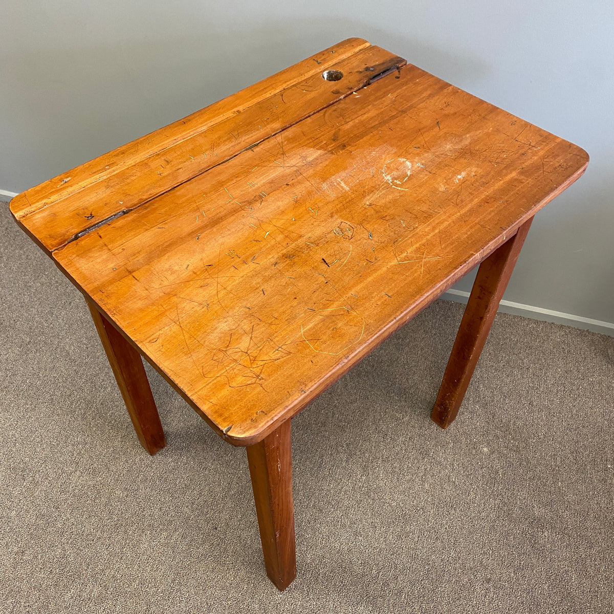 Rustic Rimu Desk Vintage Rimu School Desk | Vintage Furniture Auckland – Plots & Pickles