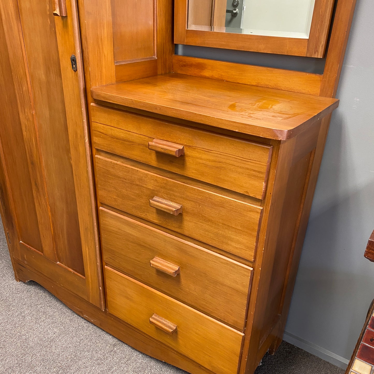 Vintage Rimu Wardrobe Dresser