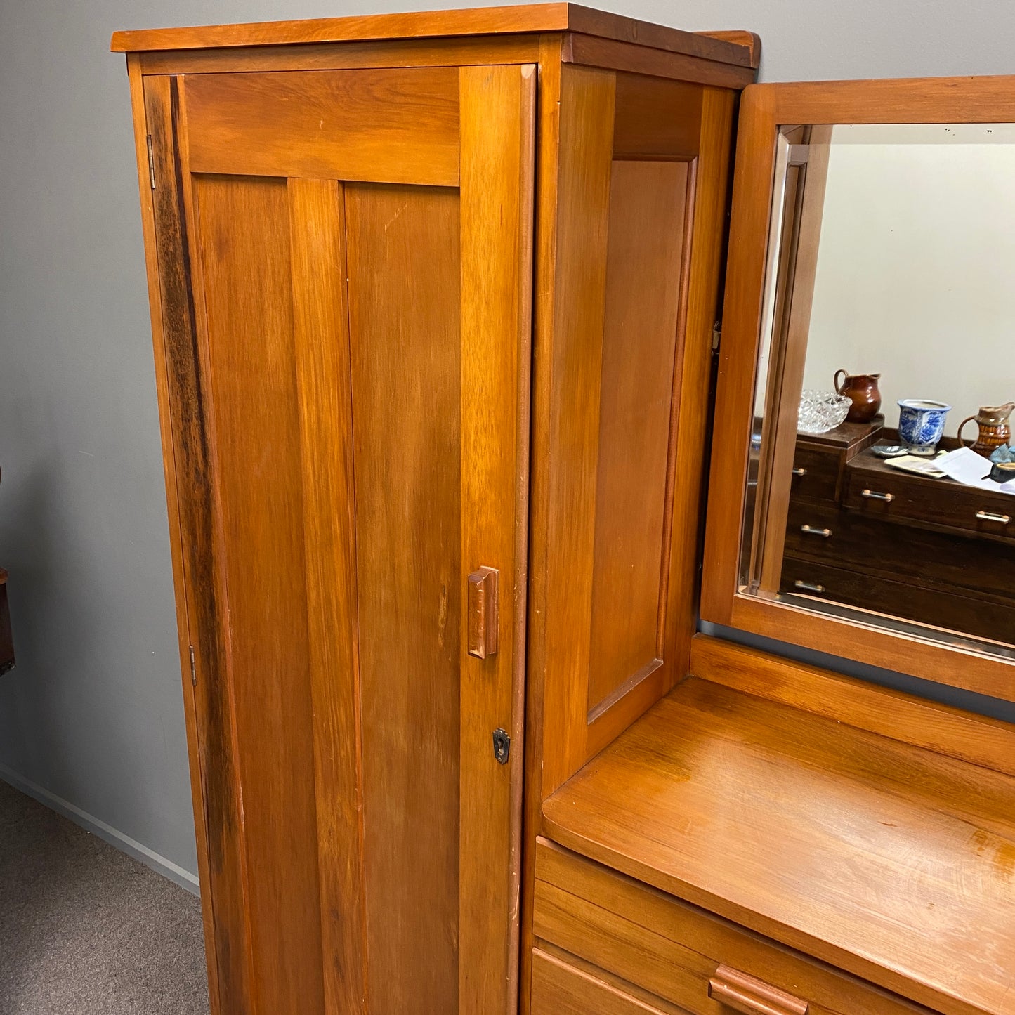 Vintage Rimu Wardrobe Dresser