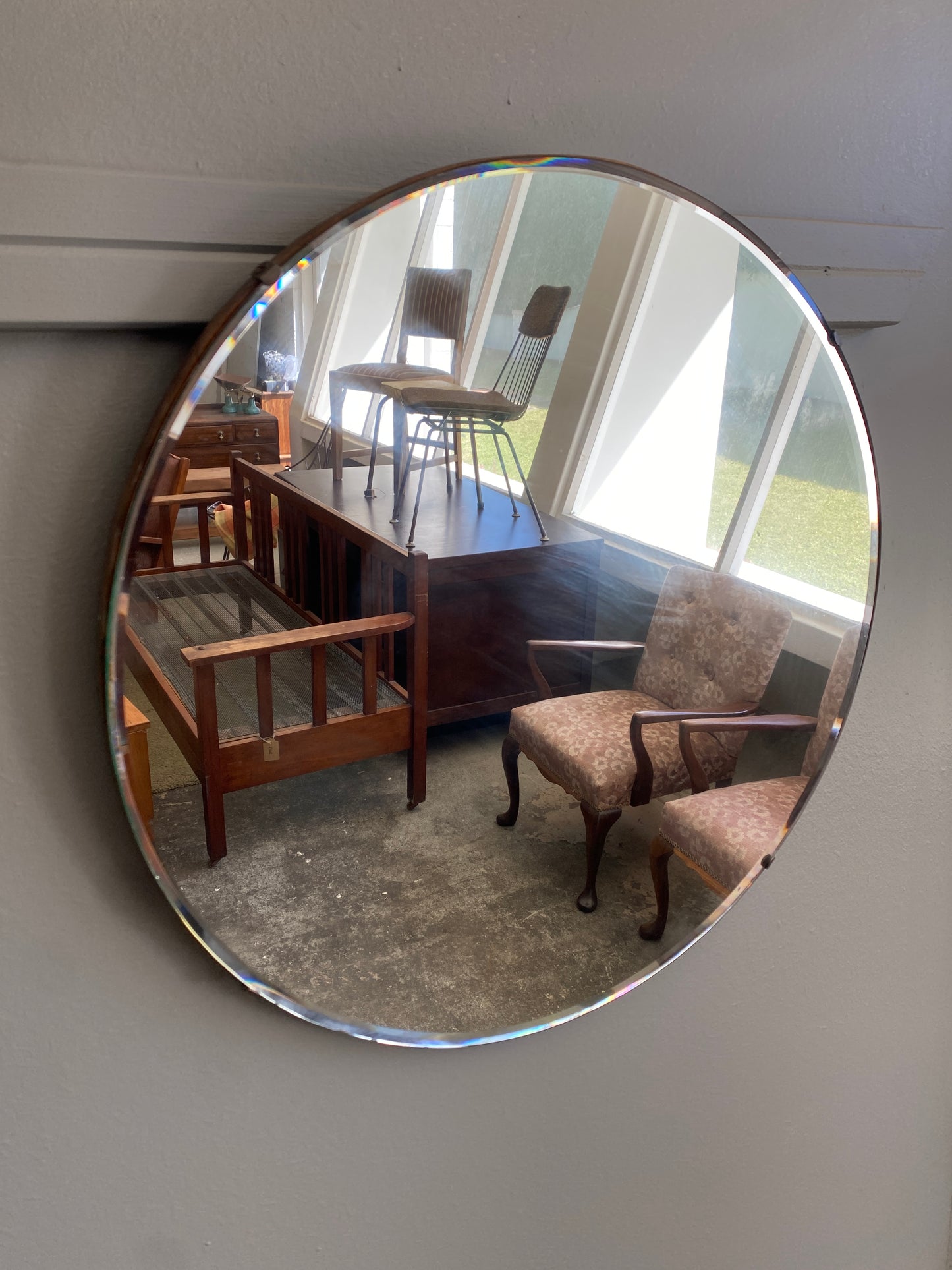 Vintage Round Bevelled Edge Mirror