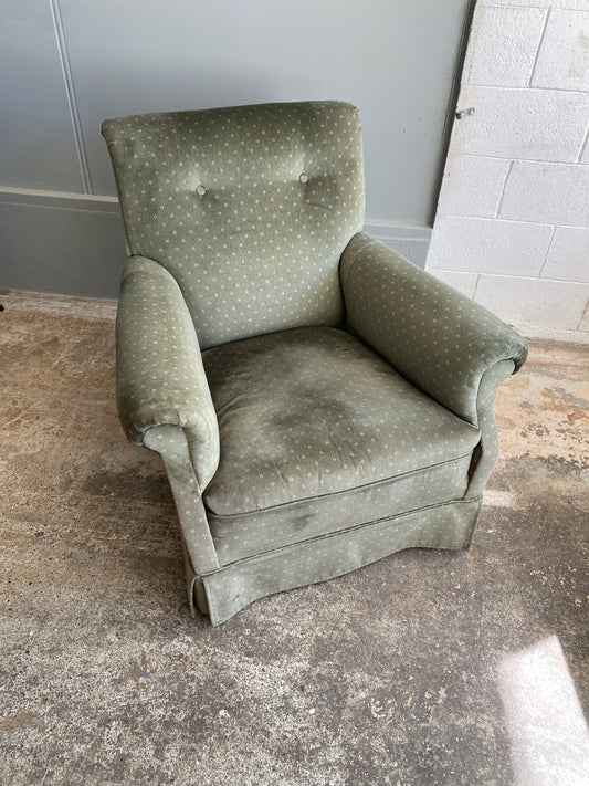 Vintage Sage Green Velour Reading Chair