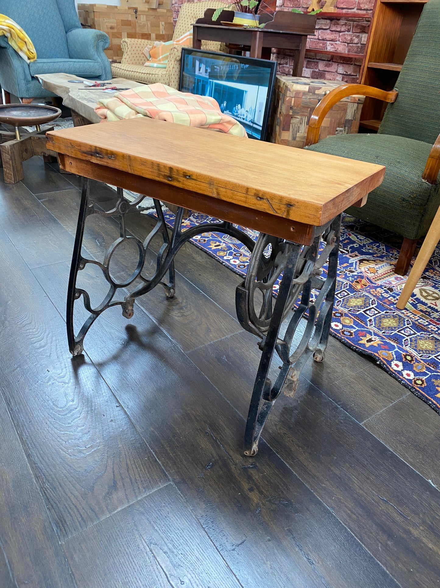 Vintage Singer Frame & Kauri Custom Side Table