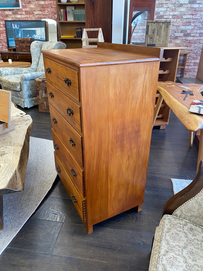 Vintage Solid Heart Rimu 5 Drawer
