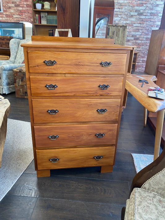 Vintage Solid Heart Rimu 5 Drawer