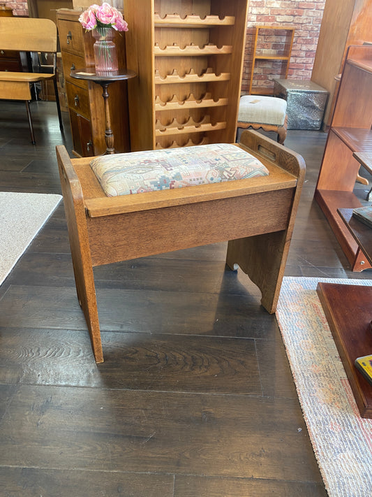 Vintage Solid Light Oak Piano Stool