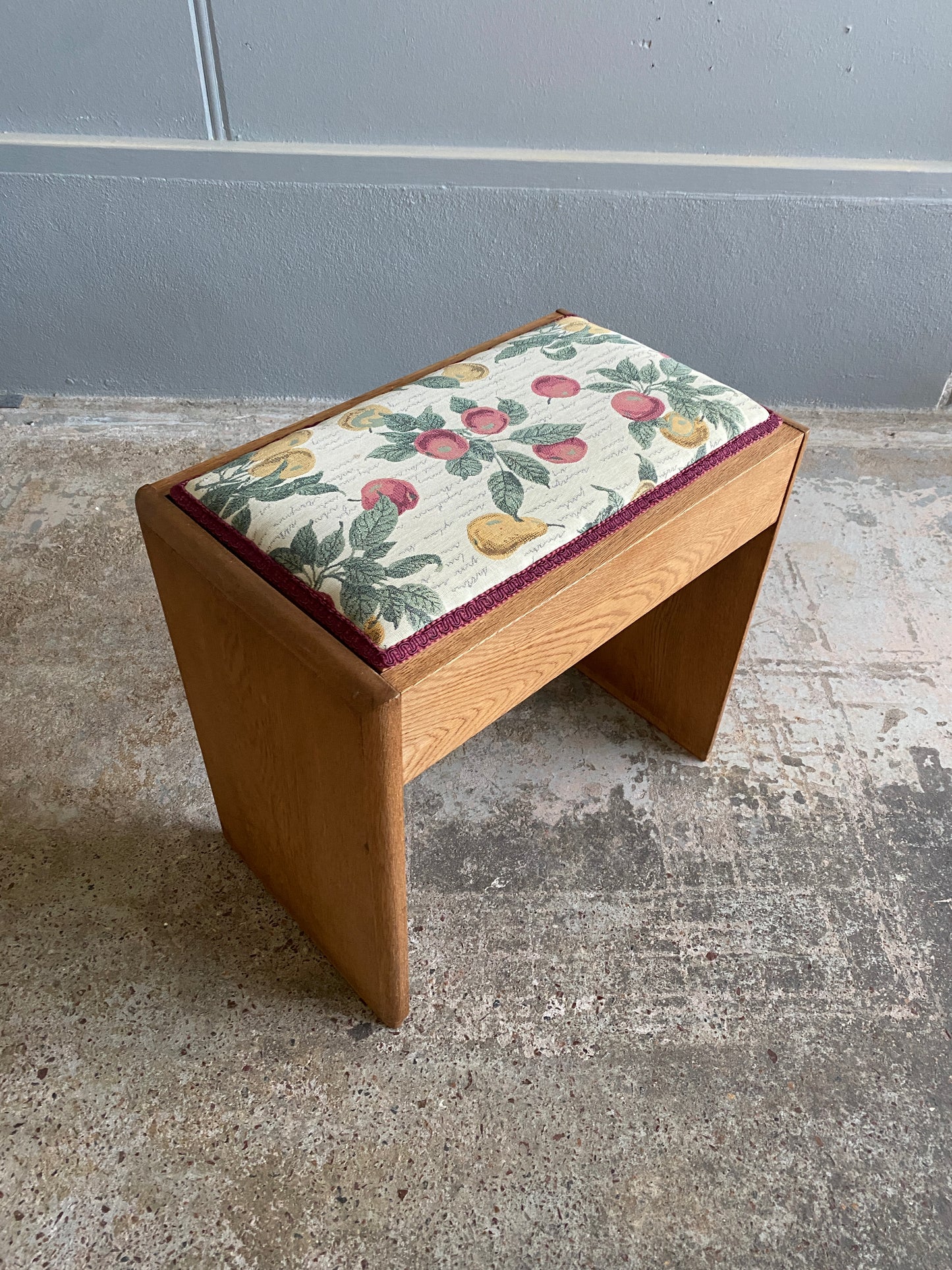 Vintage Solid Light Oak Stool