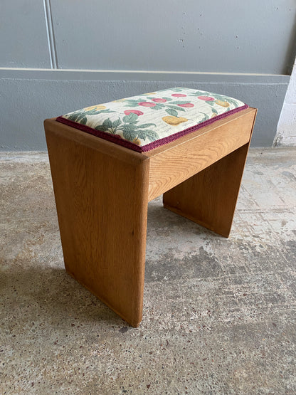 Vintage Solid Light Oak Stool