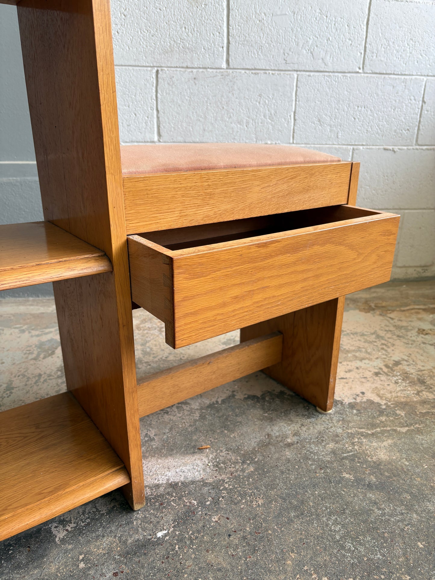 Vintage Solid Light Oak Telephone Table