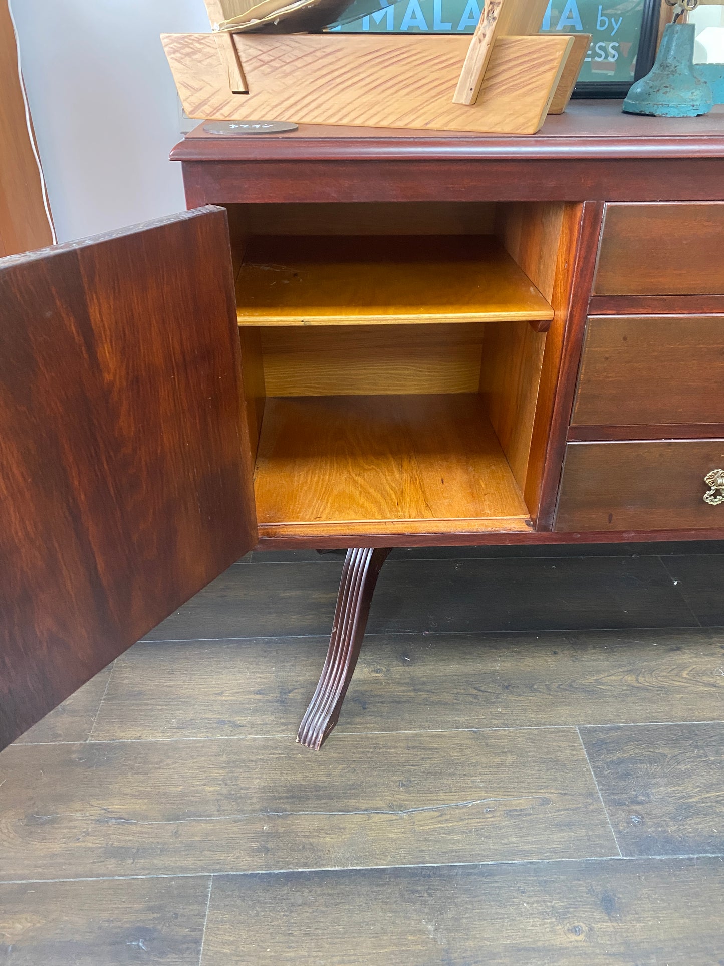Vintage Solid Mahogany Buffet Cabinet