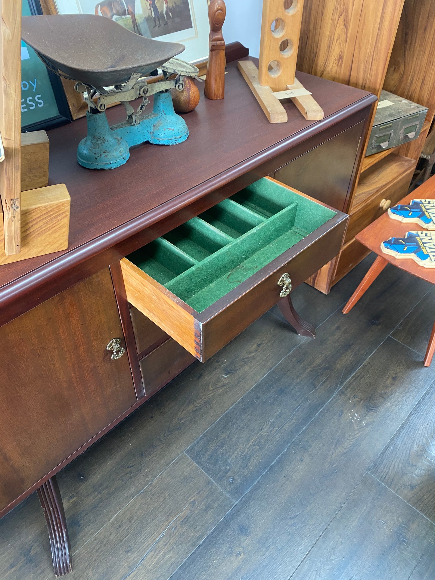 Vintage Solid Mahogany Buffet Cabinet