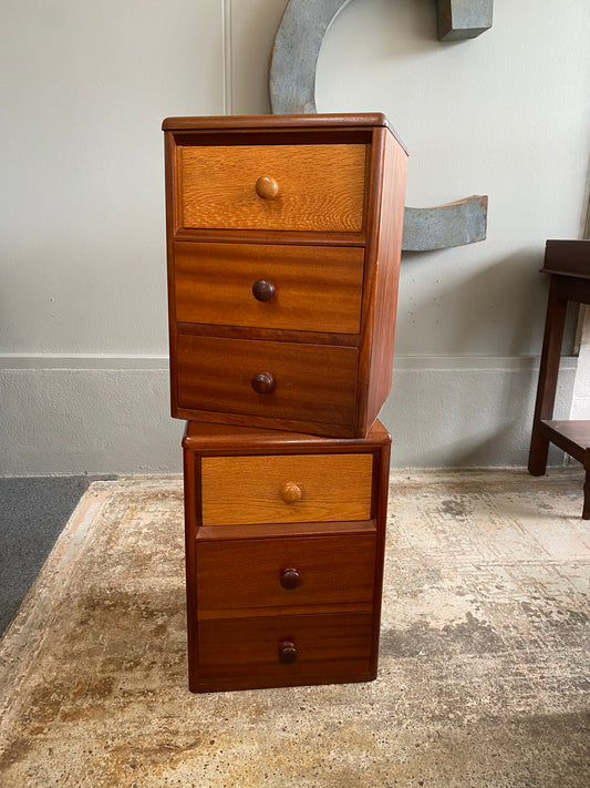 Vintage Solid Mahogany & Oak Side Tables