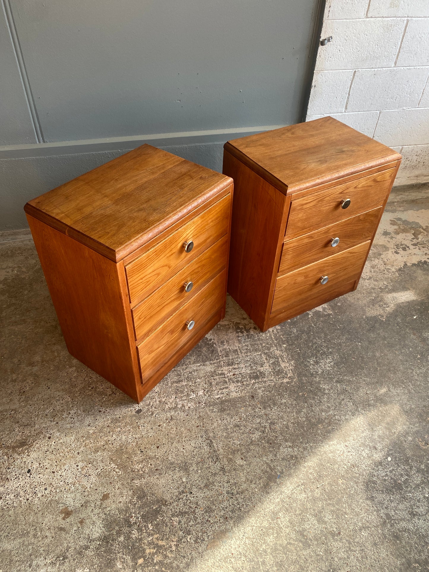 Vintage Solid Oak Bedside Drawers