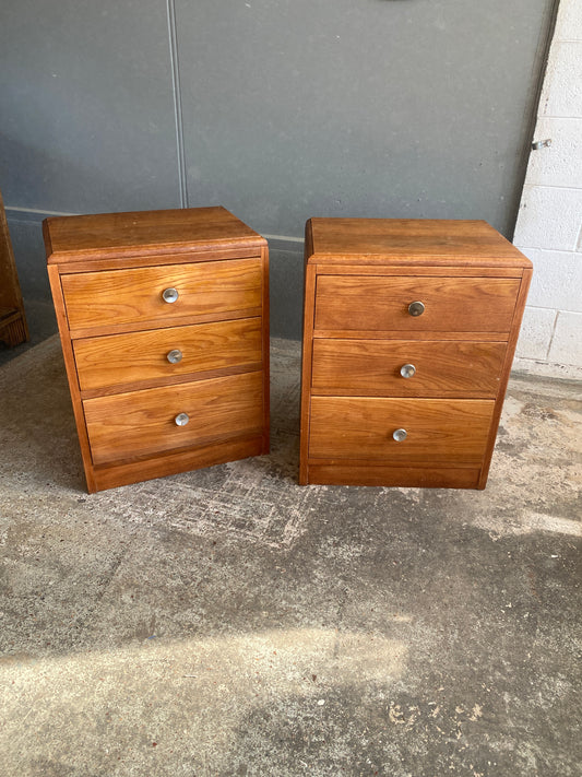 Vintage Solid Oak Bedside Drawers