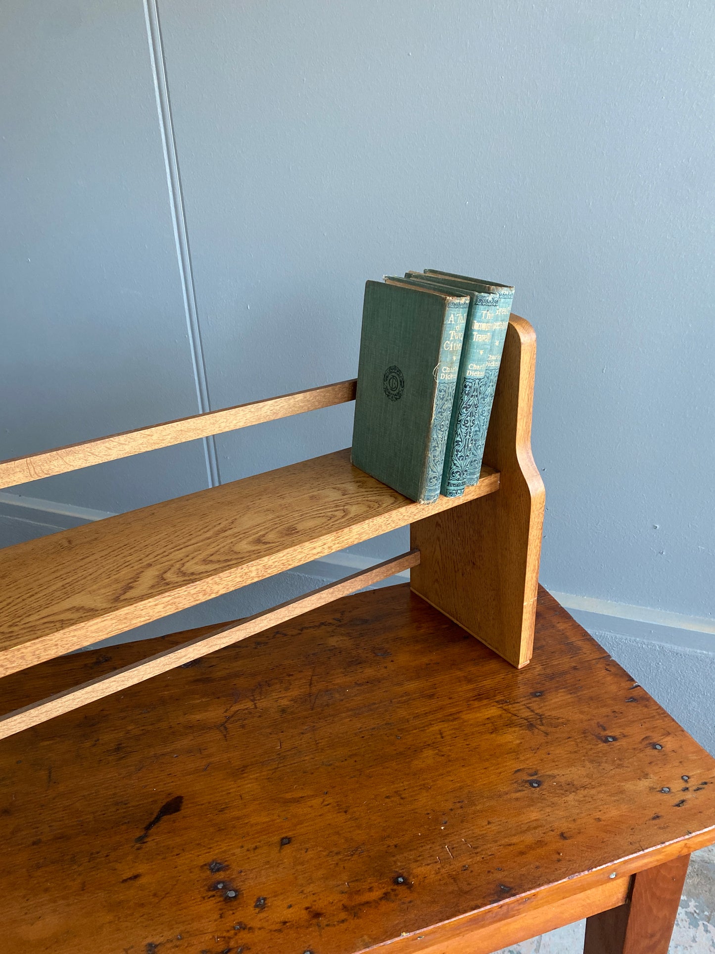 Vintage Solid Oak Book Rack