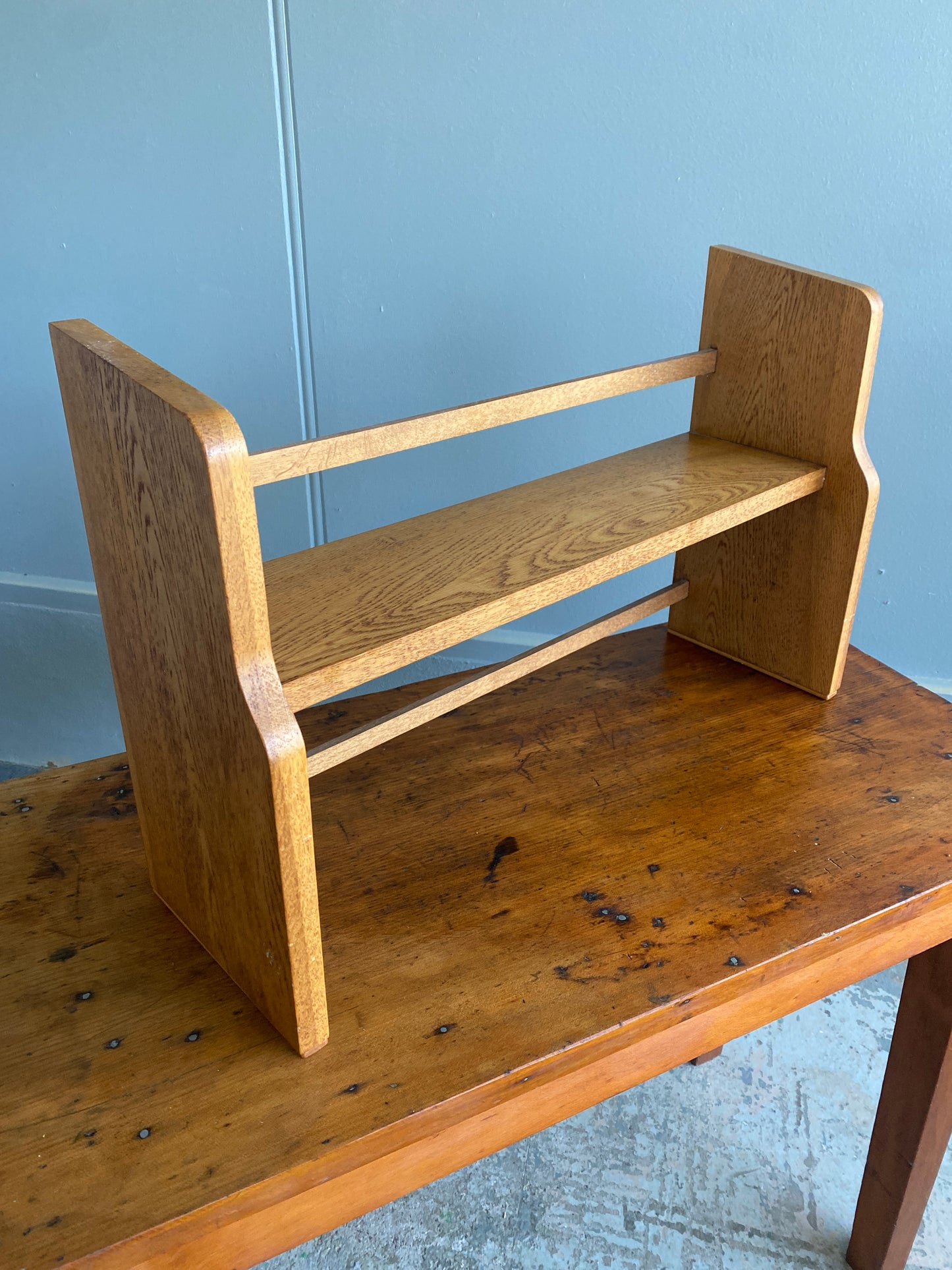 Vintage Solid Oak Book Rack