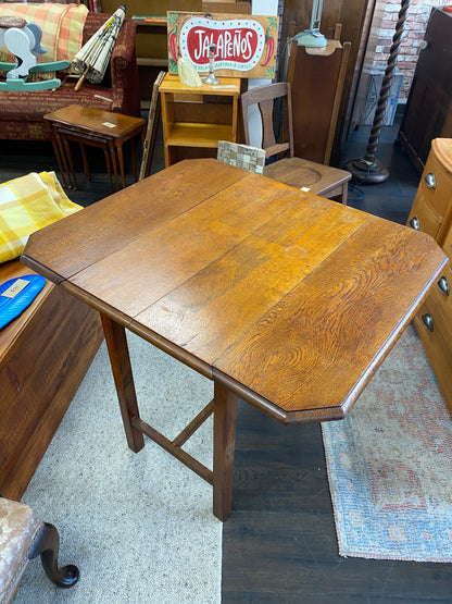 Vintage Solid Oak Drop Leaf Table