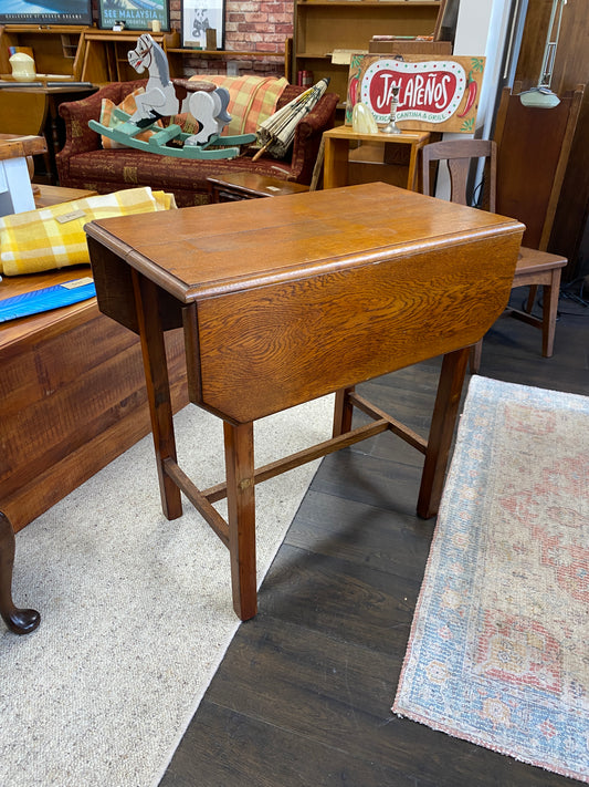 Vintage Solid Oak Drop Leaf Table